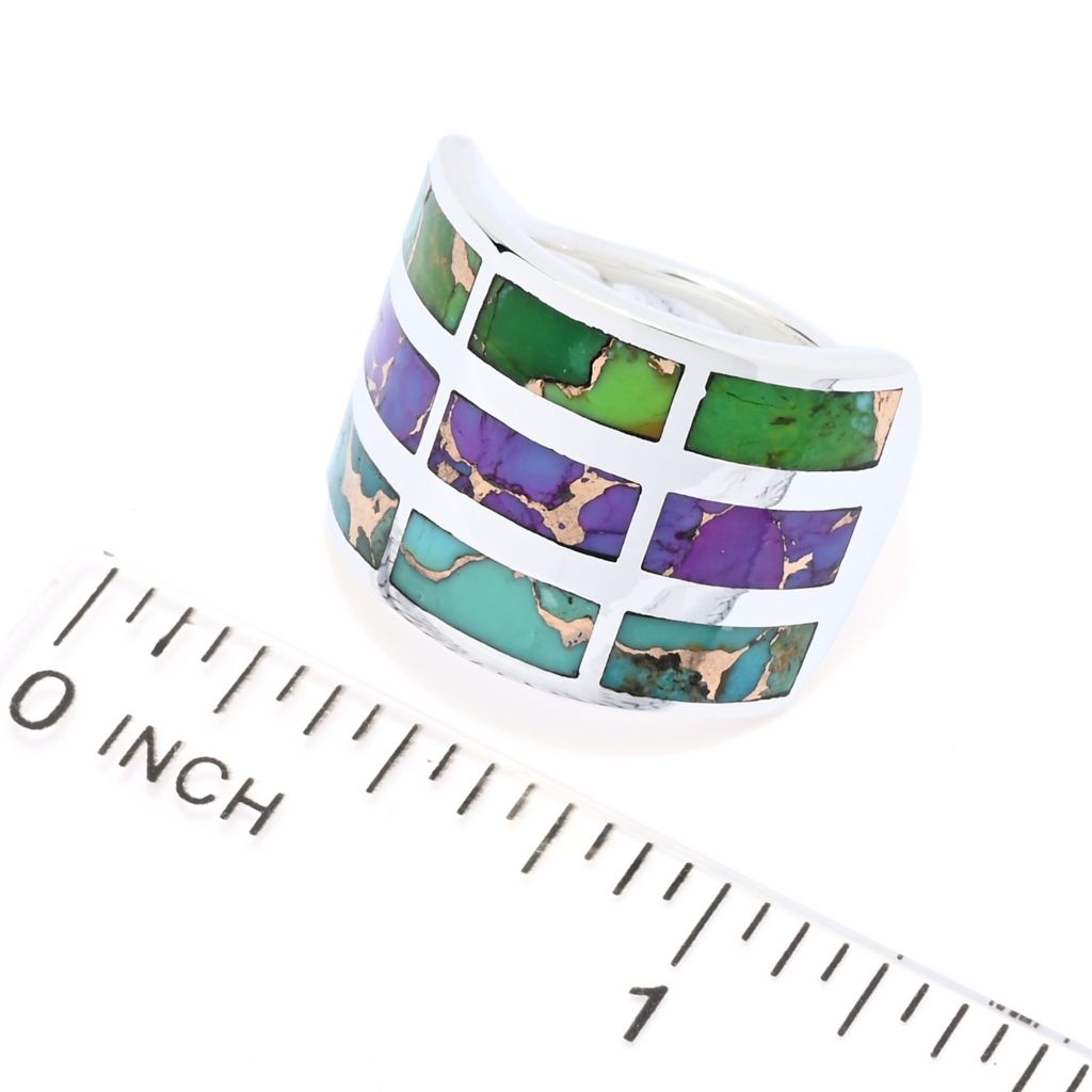 Southwest Elements Sterling Silver Colors of Mohave Turquoise Band Ring by Steals