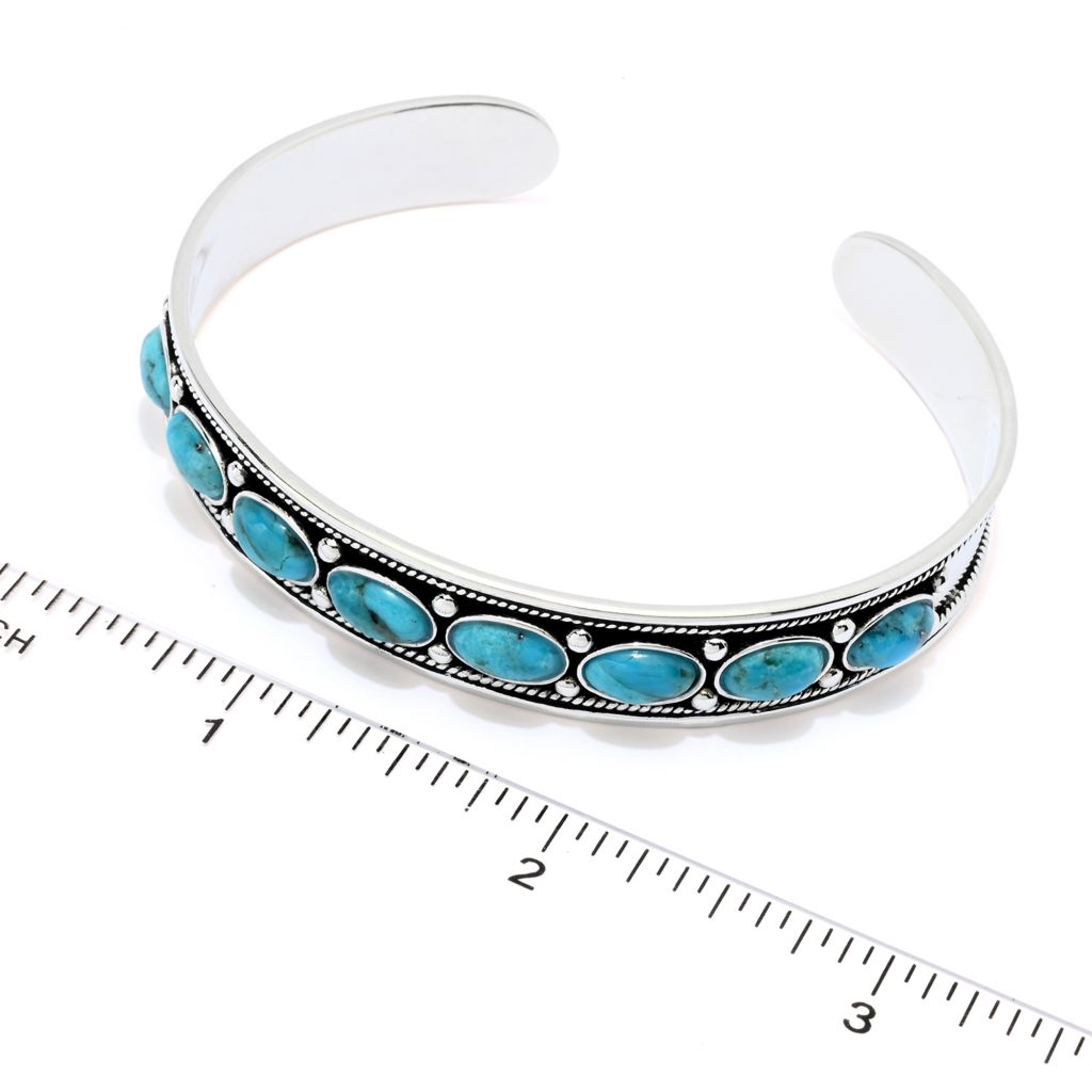 Southwest Elements Sterling Silver 8x5mm Oval Kingman Turquoise Cuff Bracelet by Steals