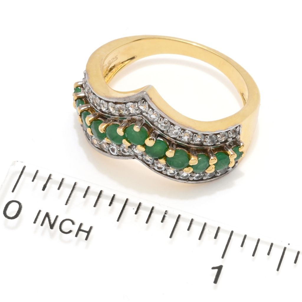 Cocci Collection 1.23ctw Brazilian Sakota Emerald & Zircon Chevron Ring by Steals