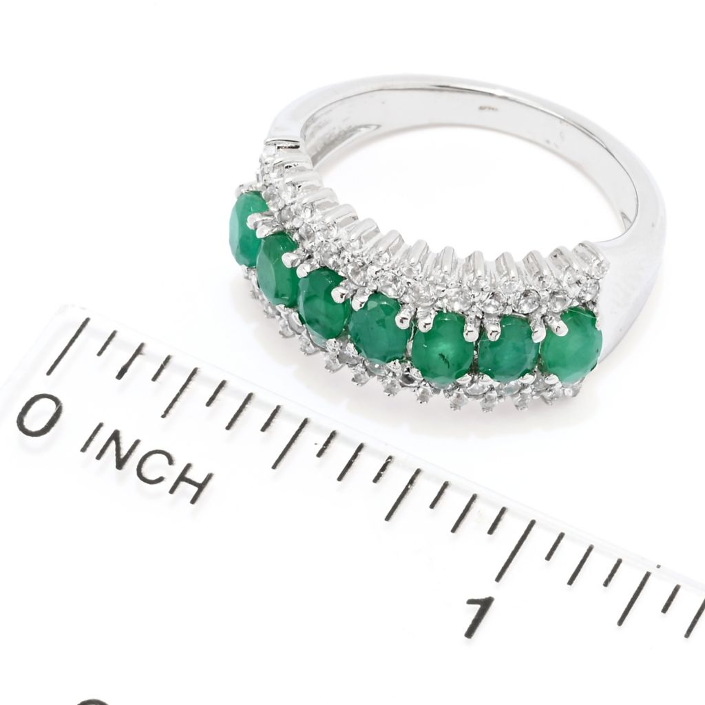 Cocci Collection Platinum Plated 1.65ctw Brazilian Sakota Emerald & Zircon Ring by Steals