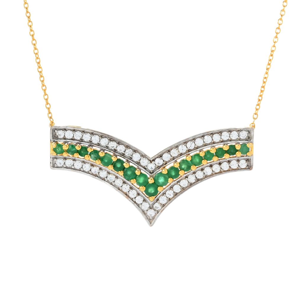 Cocci Collection 1.64ctw Brazilian Sakota Emerald & Zircon Chevron Necklace by Steals