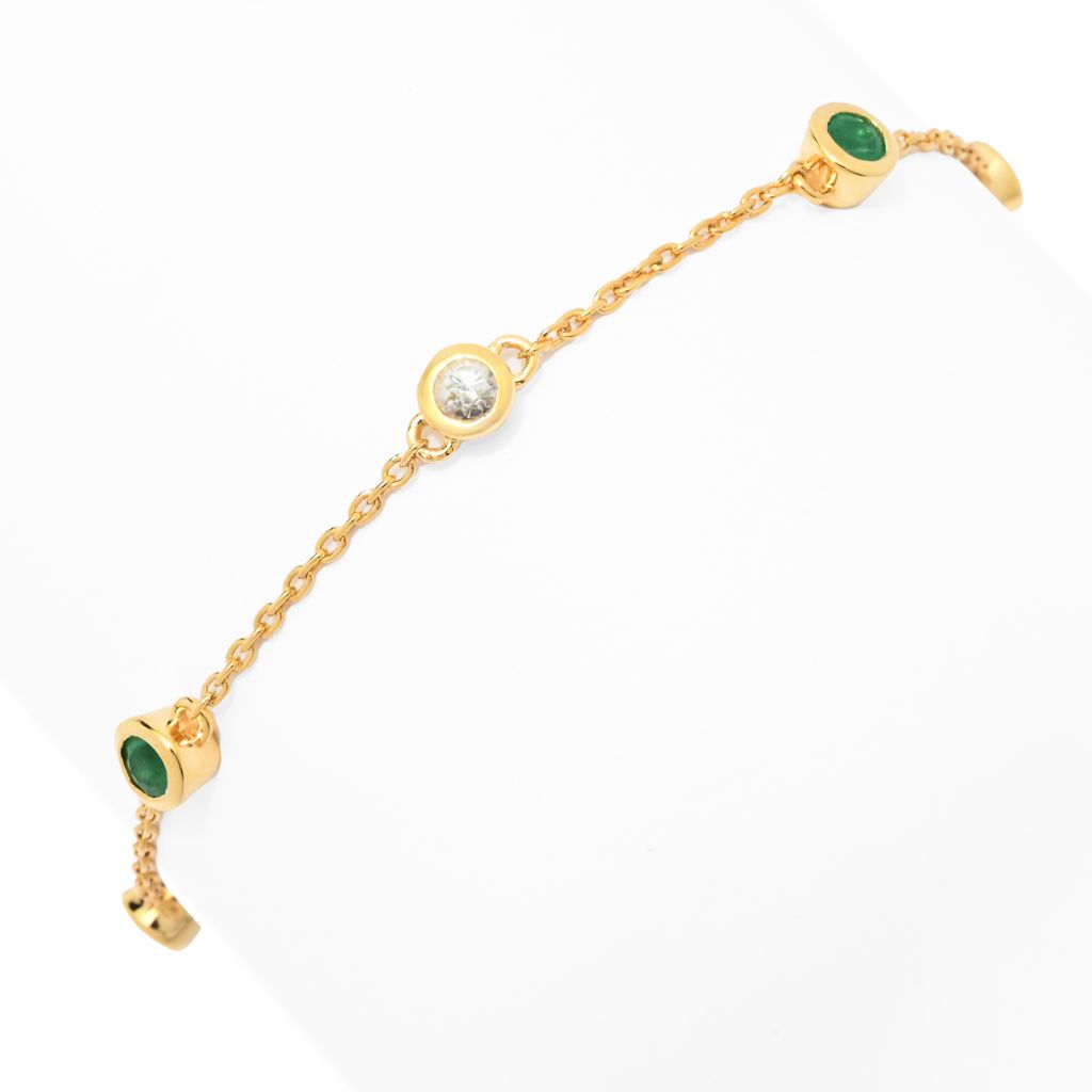 Cocci Collection 1.08ctw Brazilian Sakota Emerald & Zircon Station Bracelet by Steals