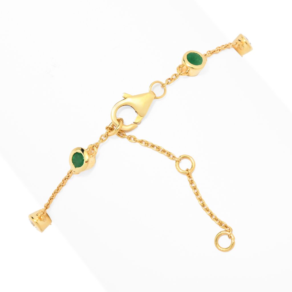 Cocci Collection 1.08ctw Brazilian Sakota Emerald & Zircon Station Bracelet by Steals