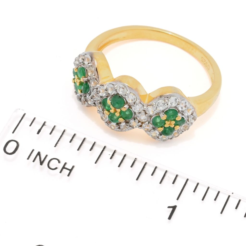 Cocci Collection 1.16ctw Brazilian Sakota Emerald & Zircon Cluster Ring by Steals