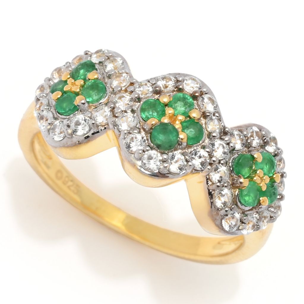 Cocci Collection 1.16ctw Brazilian Sakota Emerald & Zircon Cluster Ring by Steals