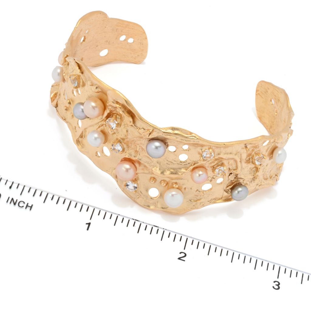 Toscana Italiana 18K Gold Plated "Galassia" Topaz & Cultured Pearl Bracelet by Steals