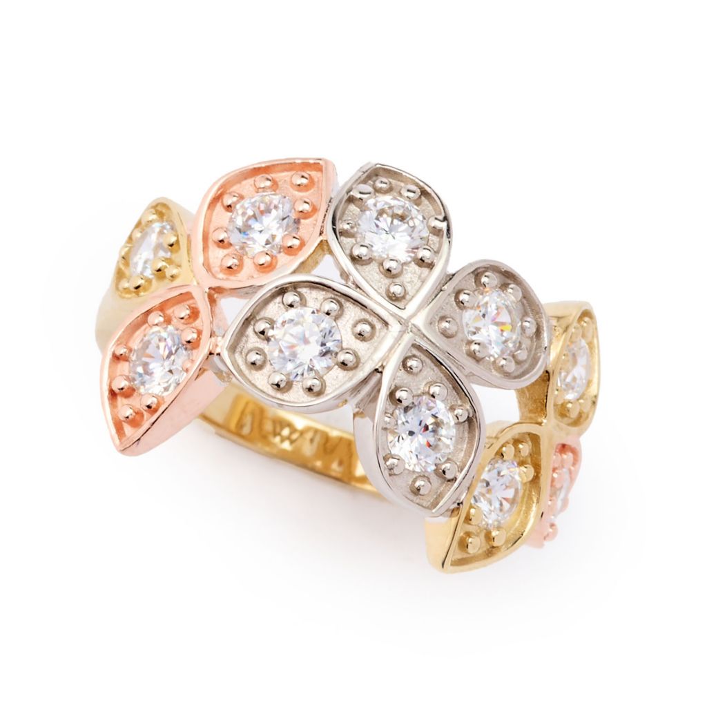Brilliante Tri-Color 1.00 DEW Simulated Diamond Flower Ring by Steals