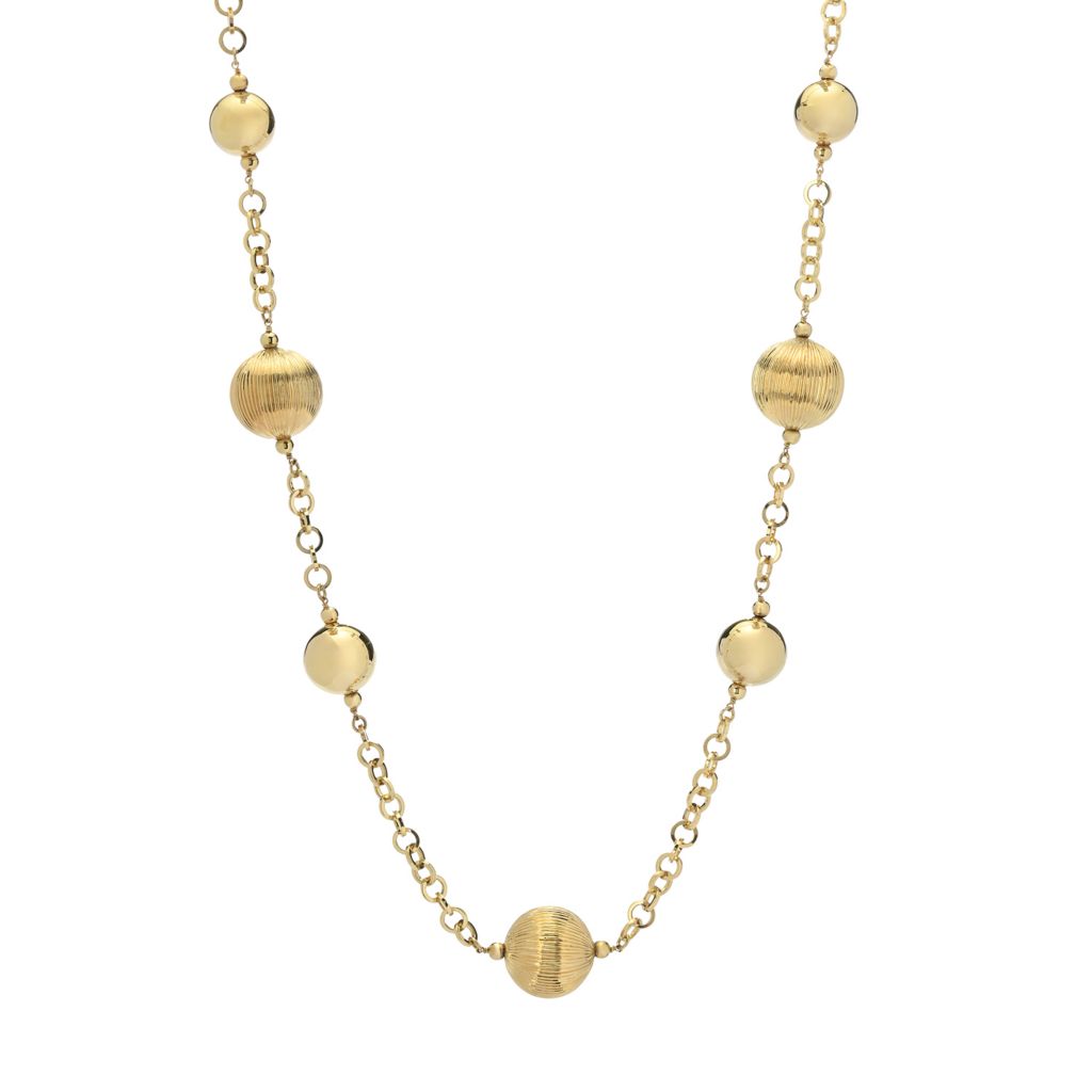 Graziella 23K Gold Plated Electroform Bead Station 31" Necklace by Steals