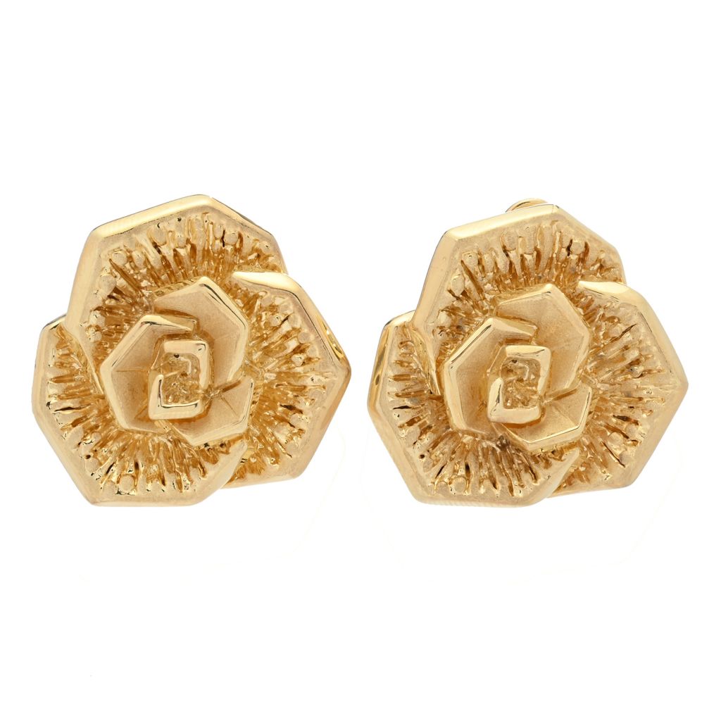 Graziella 23K Gold Plated Electroform Rose Stud Earrings by Steals