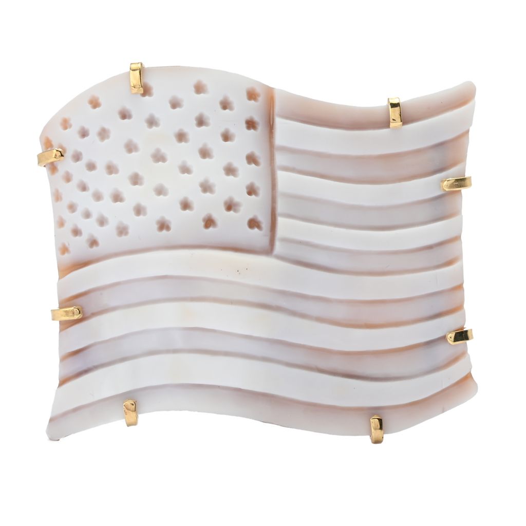 Cameo Italiano "Elysse" American Flag Shell Cameo Brooch/Pendant by Steals