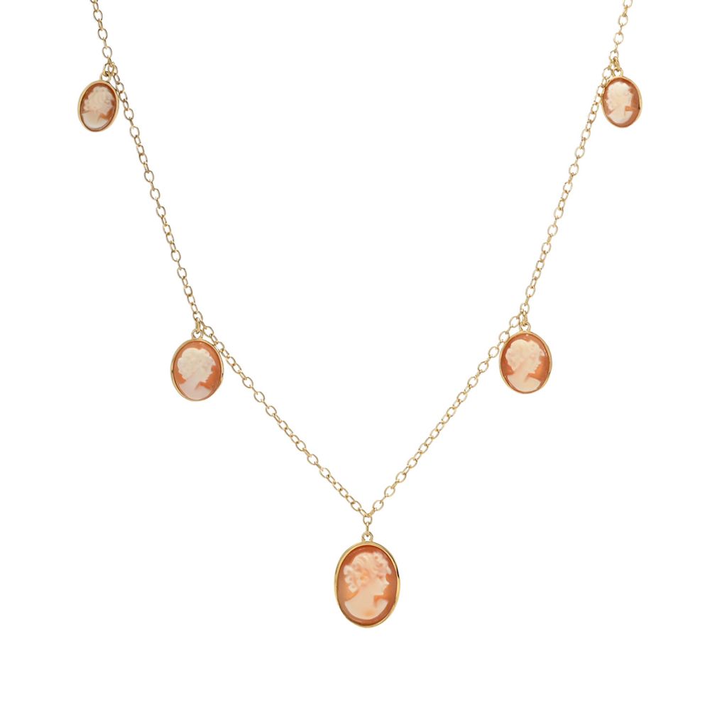 Cameo Italiano "Colibri" Shell Cameo Graduated Portrait Charm Necklace by Steals