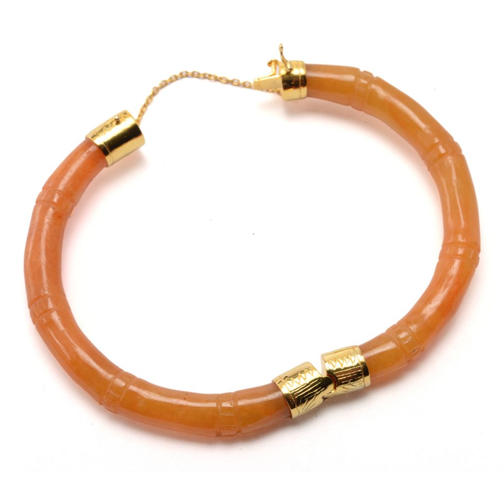 Far East Jewelry Choice of Color & Size Carved "Bamboo" Jade Bangle Bracelet by Steals