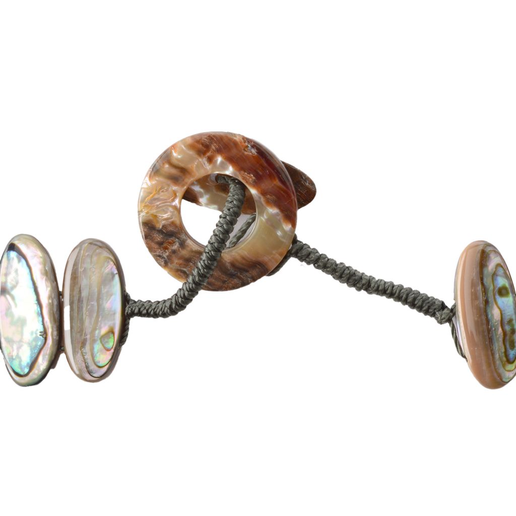 Far East Jewelry Hand Strung Graduated Abalone Strip Toggle Clasp Necklace by Steals