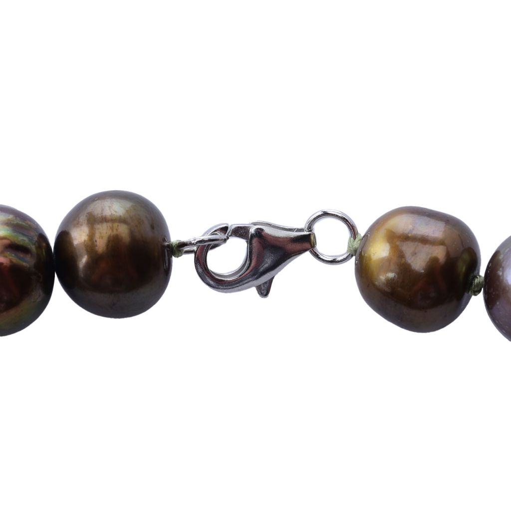 Far East Jewelry 25mm Black Mother-of-Pearl & Bronze Cultured Pearl Necklace by Steals
