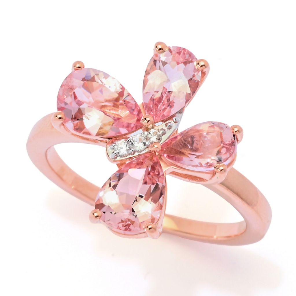 Gem Treasures 1.98ctw Pink Morganite & Zircon Butterfly Ring by Steals