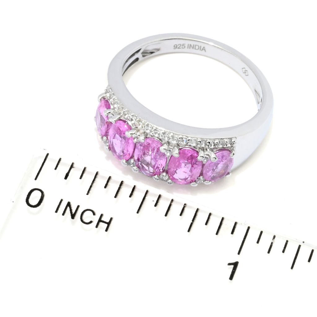 Gem Treasures 2.26ctw Pink Sapphire & White Zircon Graduated Band Ring by Steals