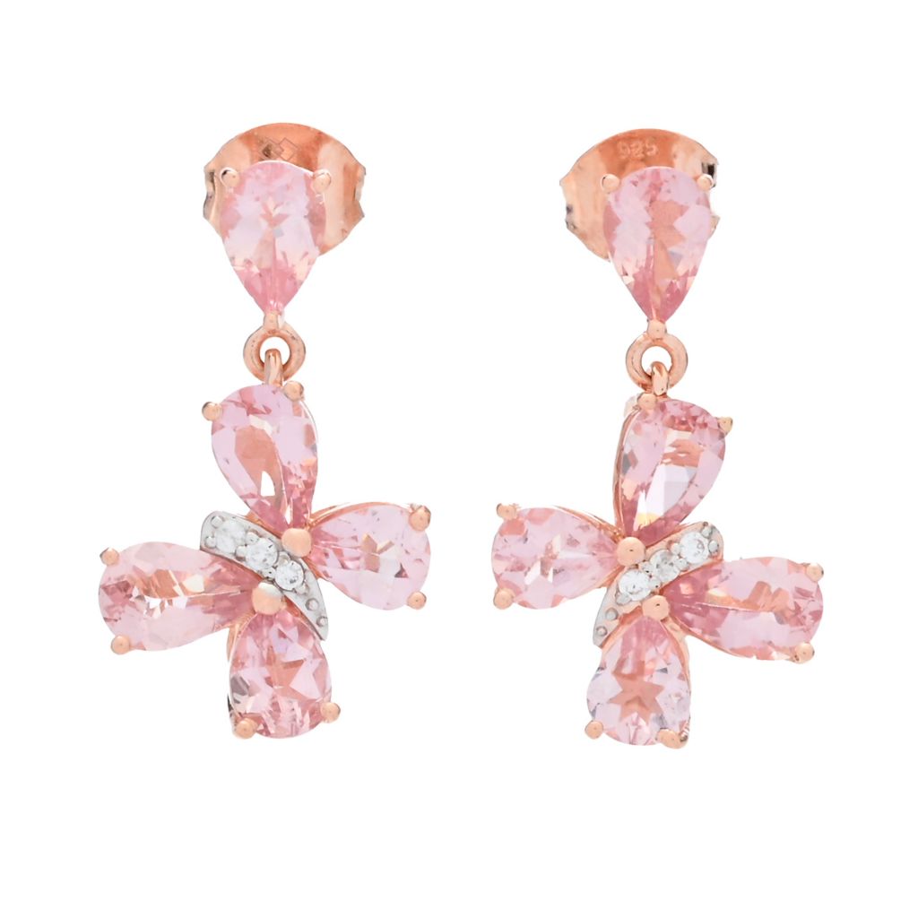 Gem Treasures 3.44ctw Pink Morganite & Zircon Butterfly Earrings by Steals