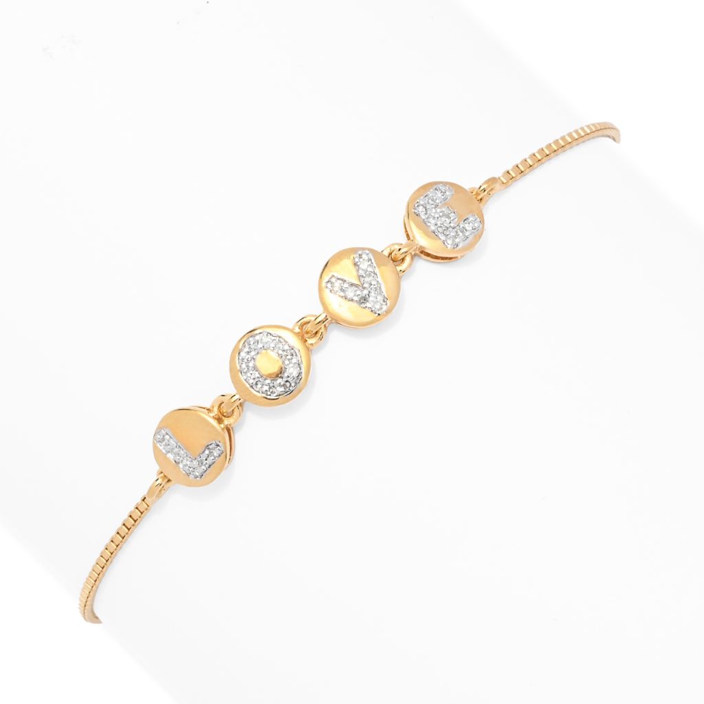 Diamond Treasures 0.16ctw Diamond "Love Letters" Disc Link Bracelet by Steals