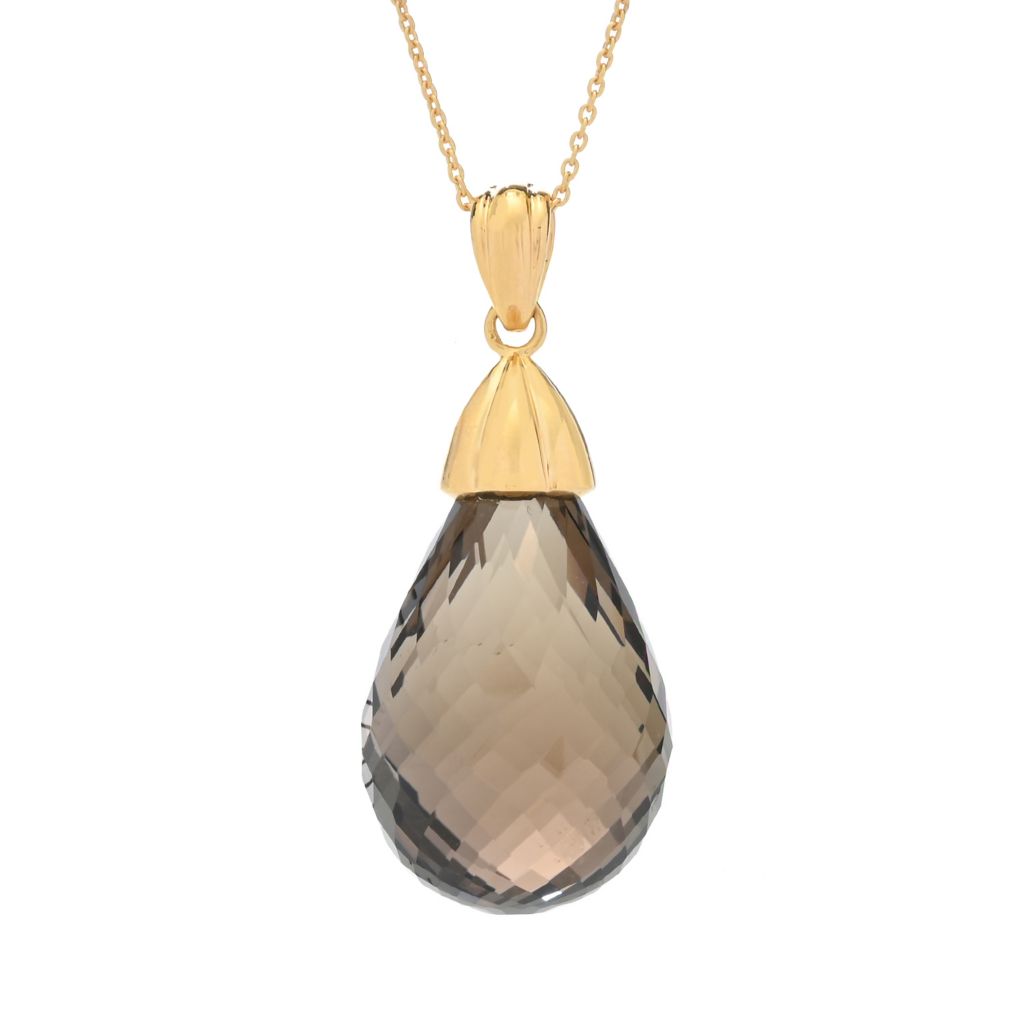 MUSE Choice of 30x20mm Faceted Briolette Gemstone Pendant w/ 18"+2" Chain by Steals