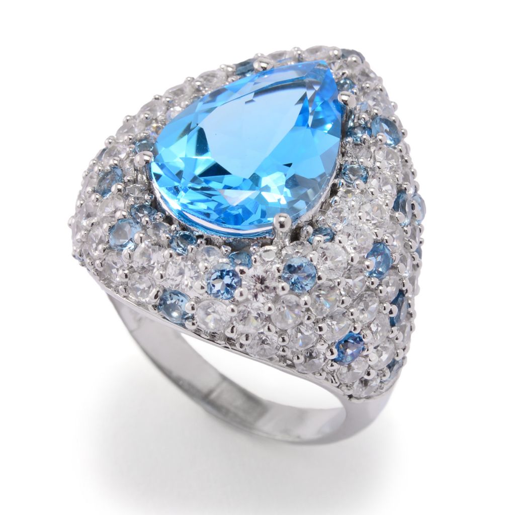 MUSE Sterling Silver 8.61ctw Blue Topaz & White Zircon Pave Ring by Steals