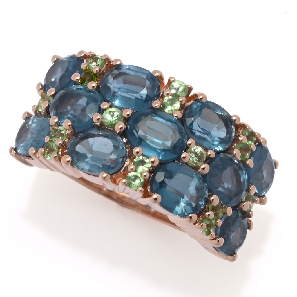 MUSE 18K Rose Vermeil 0.64ctw Kyanite & Tsavorite Triple Row Ring by Steals