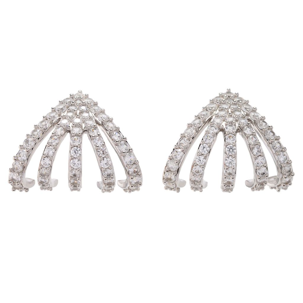 MUSE Sterling Silver 6.12ctw White Zircon Multi Row Ear Cuff Earrings by Steals