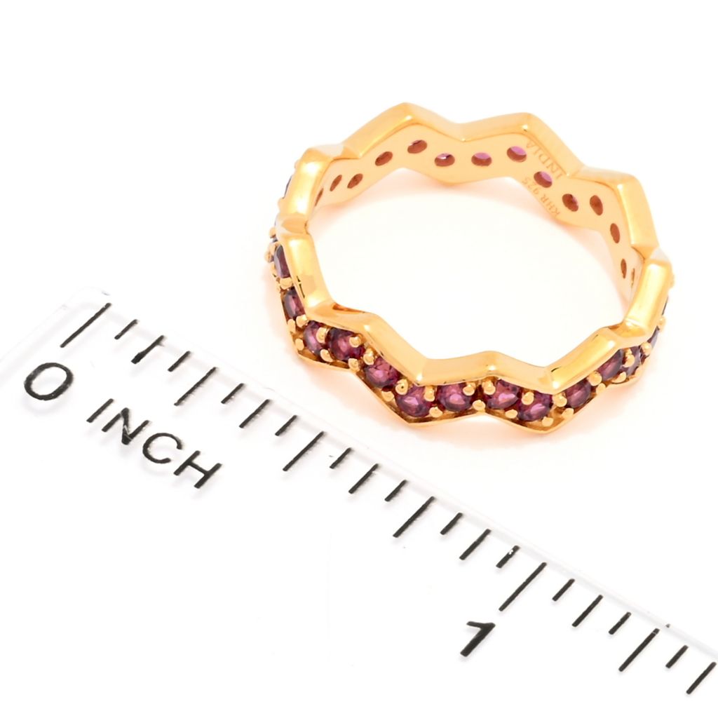 MUSE 18K Gold Plated Polished Choice of Gemstone Chevron Stack Band Ring by Steals