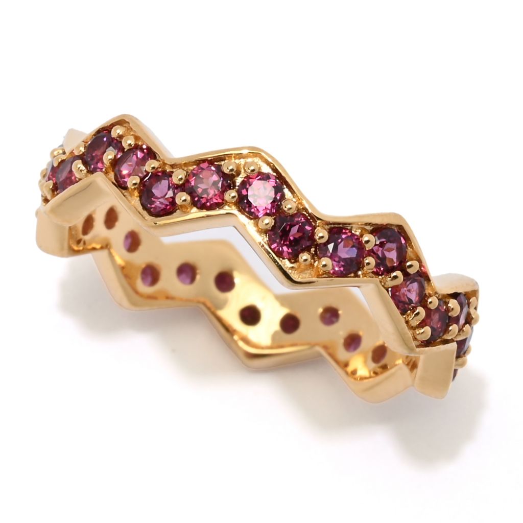 MUSE 18K Gold Plated Polished Choice of Gemstone Chevron Stack Band Ring by Steals