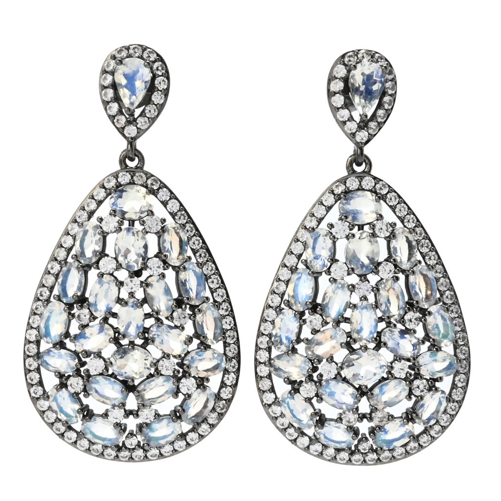 MUSE Sterling Silver 11.02ctw Rainbow Moonstone & Zircon Earrings by Steals