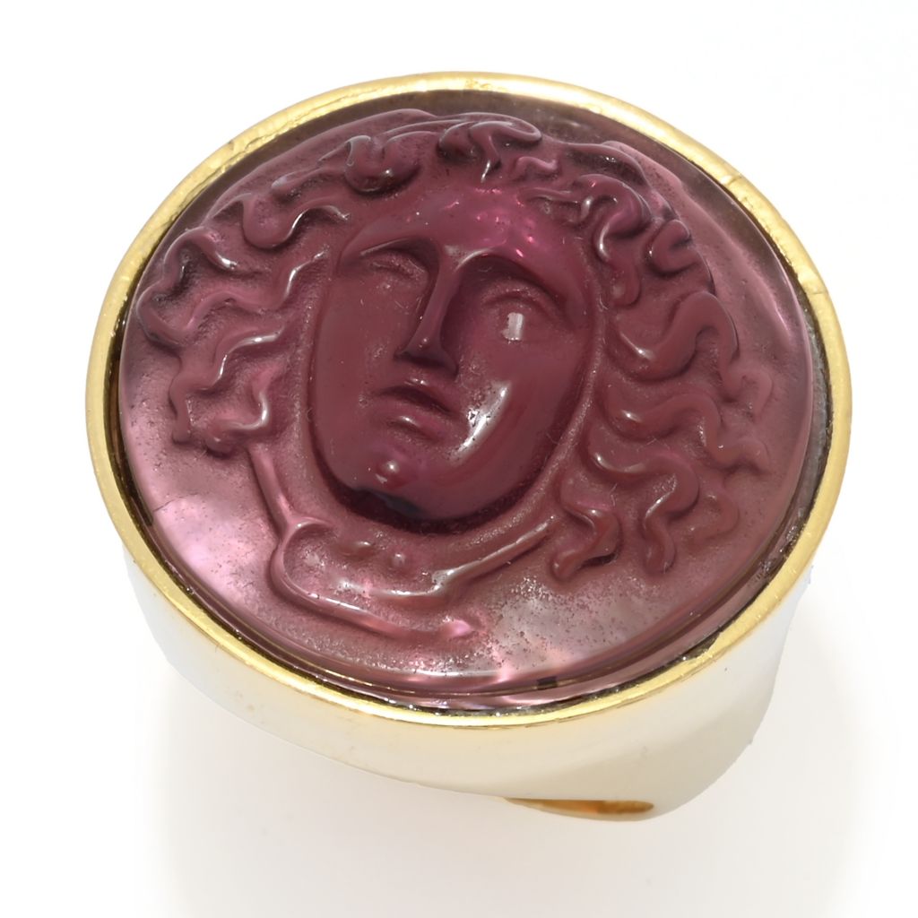 Tagliamonte 18K Gold Plated 24x8.5mm Medusa Venetian Glass Cameo Ring by Steals