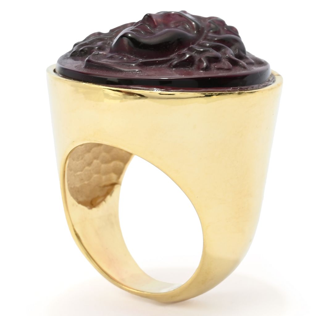 Tagliamonte 18K Gold Plated 24x8.5mm Medusa Venetian Glass Cameo Ring by Steals