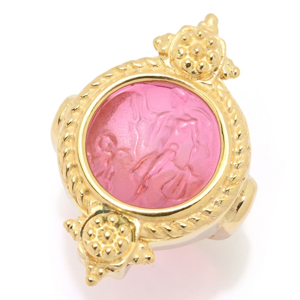 Tagliamonte 18K Gold Plated Hercules & Cupid Venetian Glass Cameo Ring by Steals