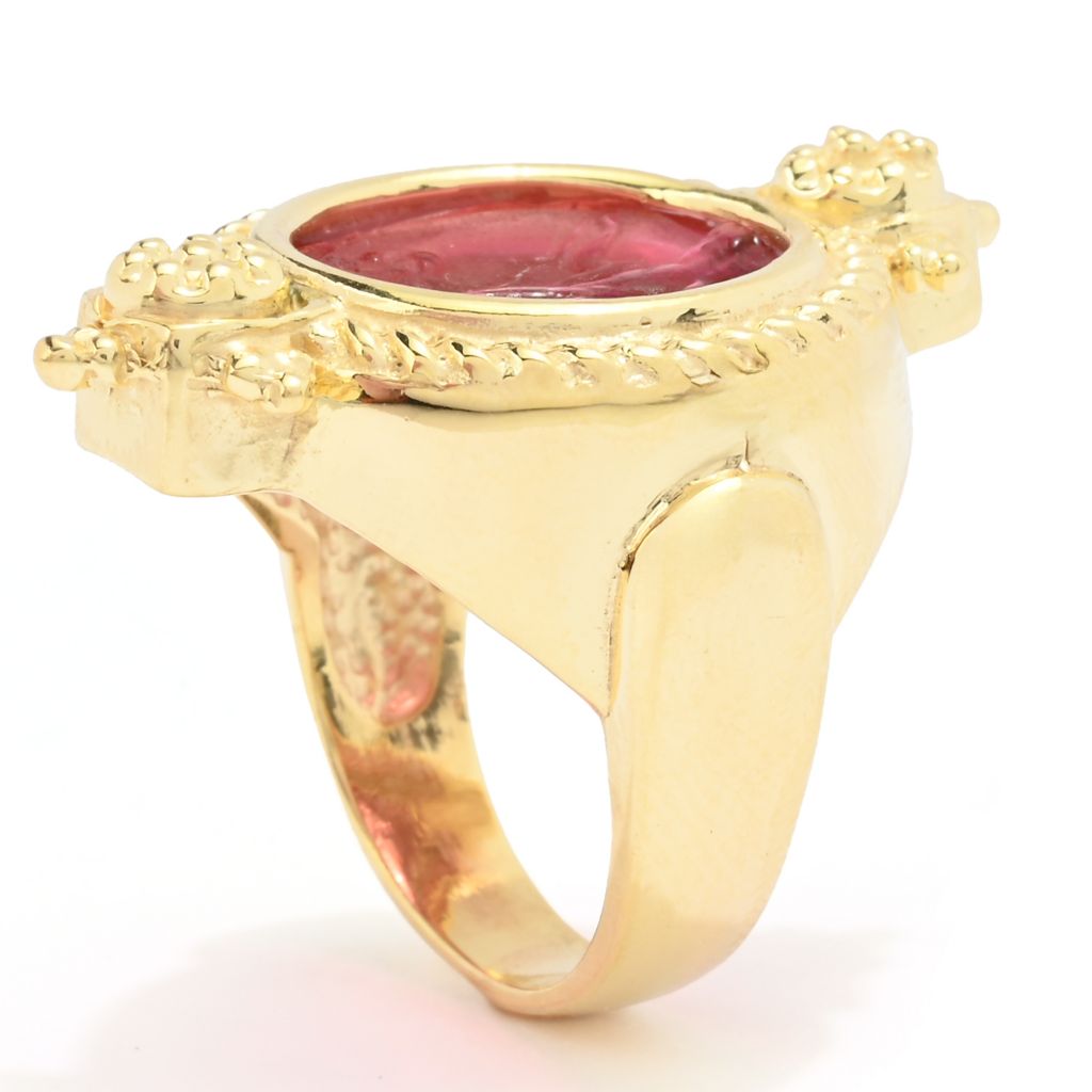 Tagliamonte 18K Gold Plated Hercules & Cupid Venetian Glass Cameo Ring by Steals