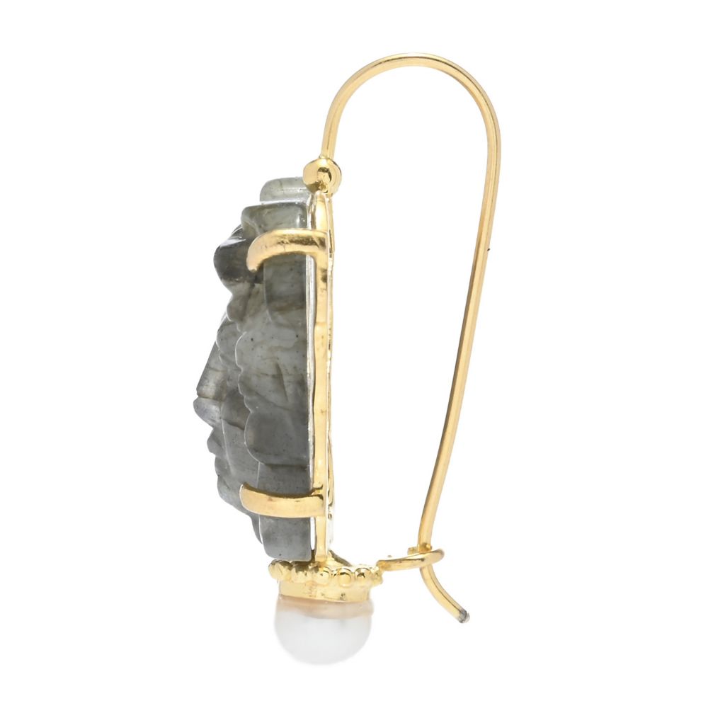 Tagliamonte Labradorite Medusa Cameo & Cultured Pearl Drop Earrings by Steals