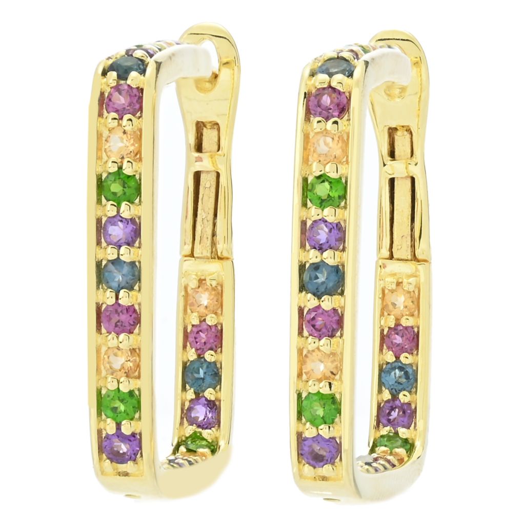 Choice of Plating Multi Gem Inside Out Square Hoop Earrings by Steals