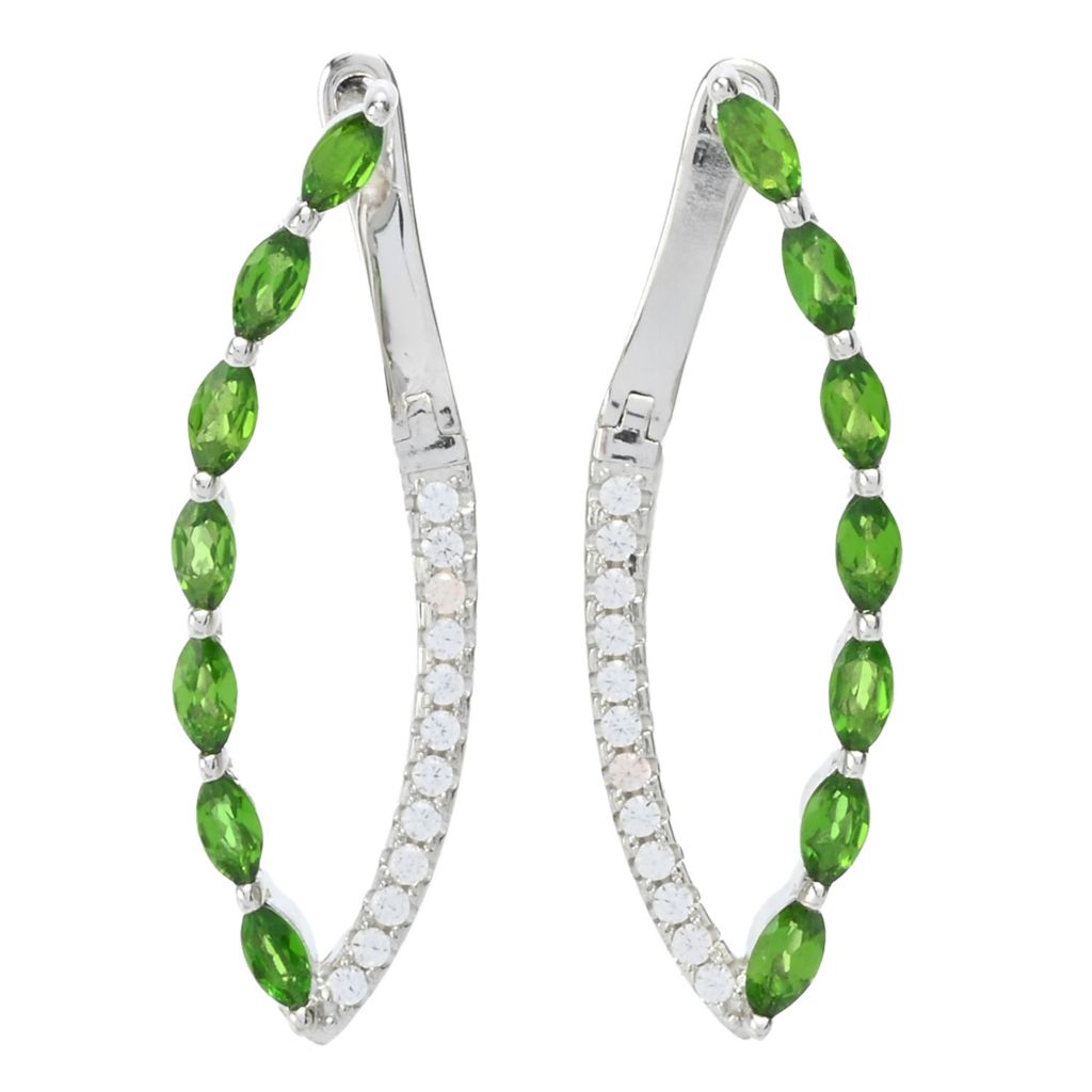 Claire Vessot Designs Choice of Exotic Gem Marquise Shape Hoop Earrings by Steals