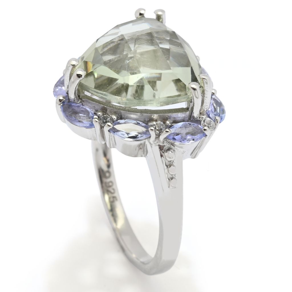 Claire Vessot Designs Choice of 12mm Trillion Shape Gemstone & Halo Ring by Steals