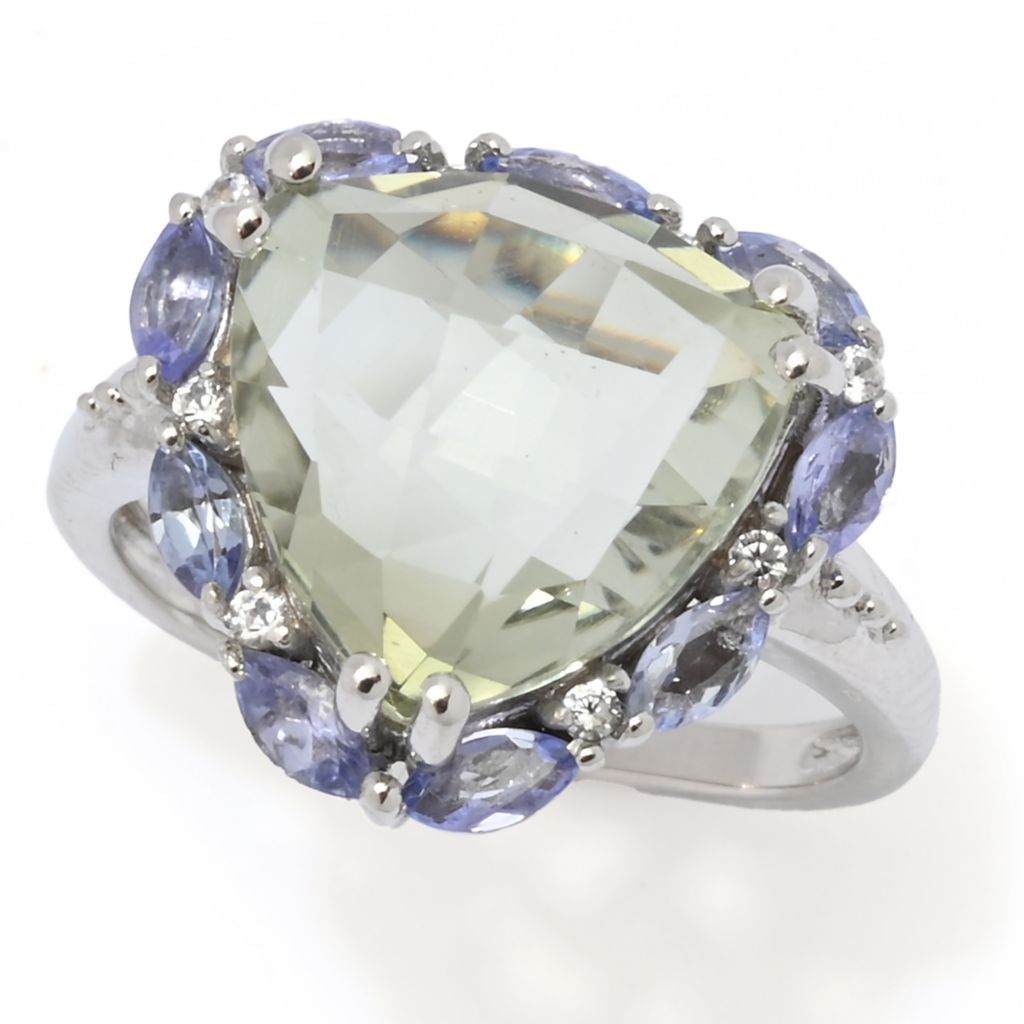 Claire Vessot Designs Choice of 12mm Trillion Shape Gemstone & Halo Ring by Steals