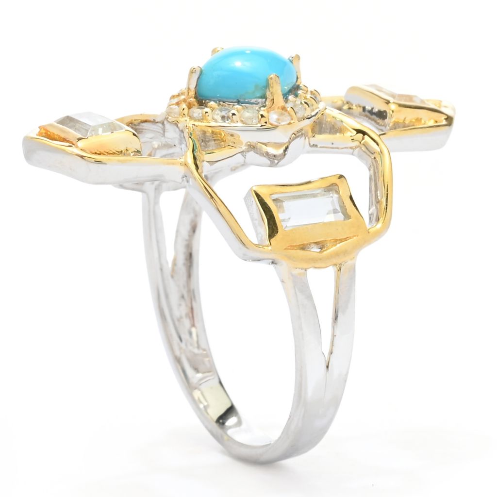 Claire Vessot Designs 5mm Sleeping Beauty Turquoise & Gem Geometric Ring by Steals