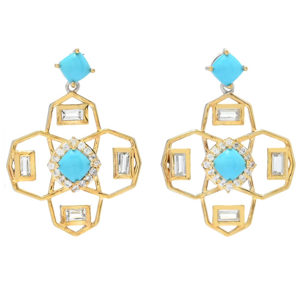 Claire Vessot Designs Sleeping Beauty Turquoise & Gem Geometric Earrings by Steals