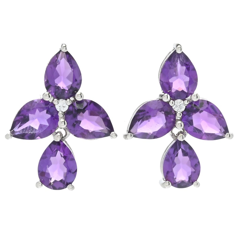 Claire Vessot Designs 7.88ctw African Amethyst Trillium Flower Earrings by Steals