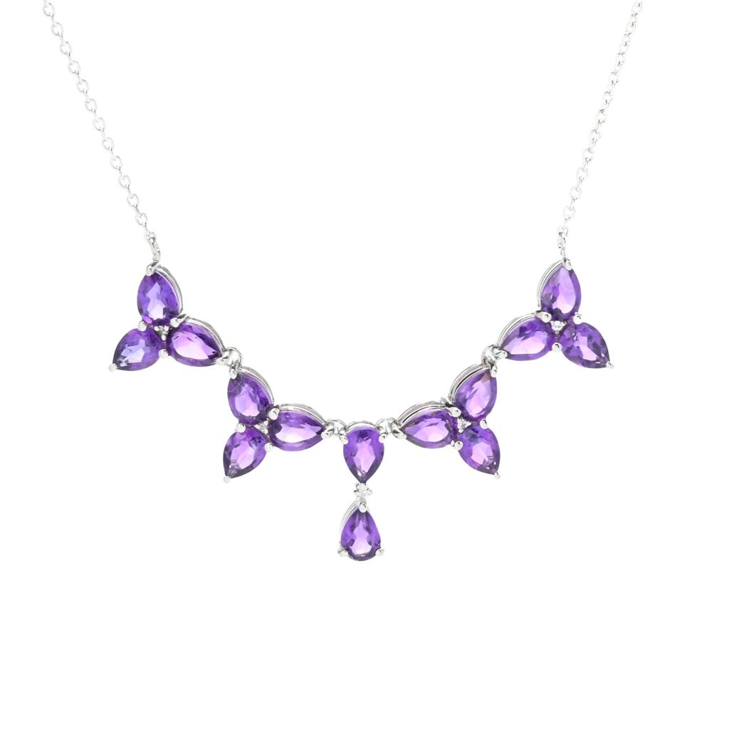 Claire Vessot Designs 9.69ctw African Amethyst Trillium Flower Necklace by Steals