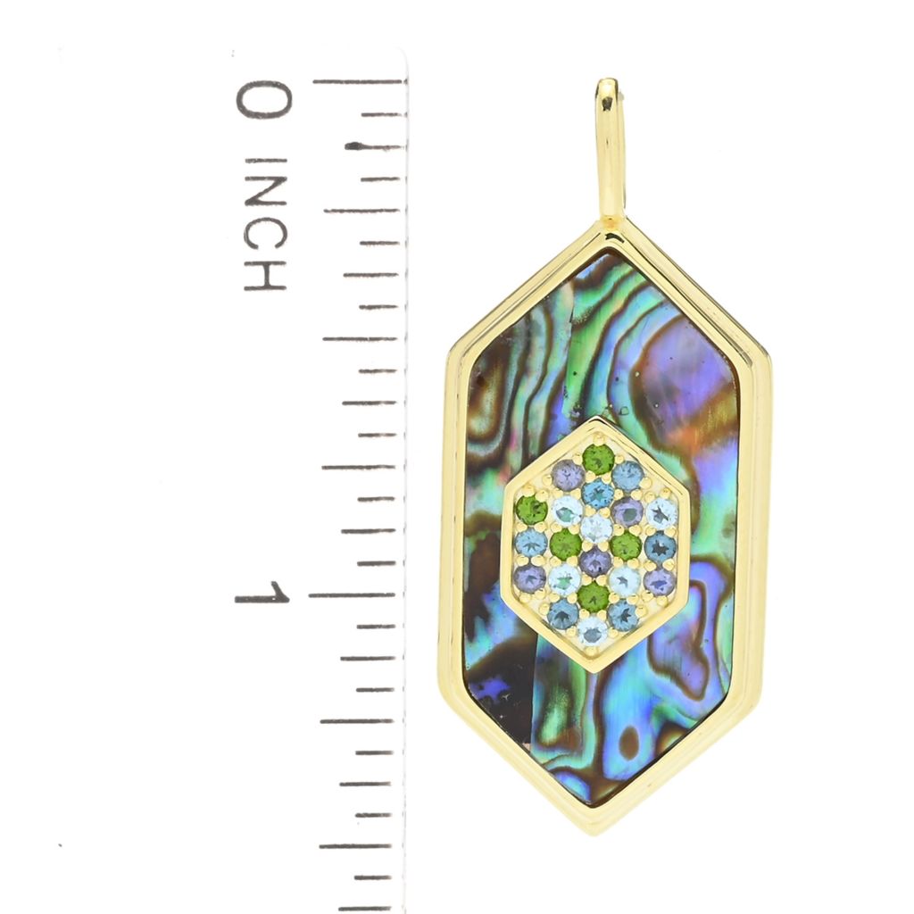 Claire Vessot Designs Fancy Cut Abalone & Multi-Gemstone Hexagon Pendant by Steals