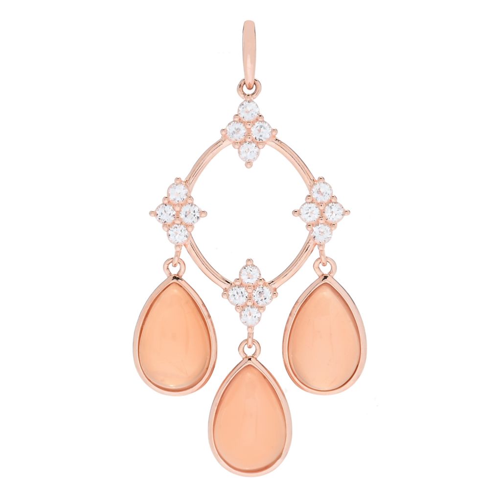 Claire Vessot Designs Peach Moonstone & White Topaz Chandelier 2" Pendant by Steals