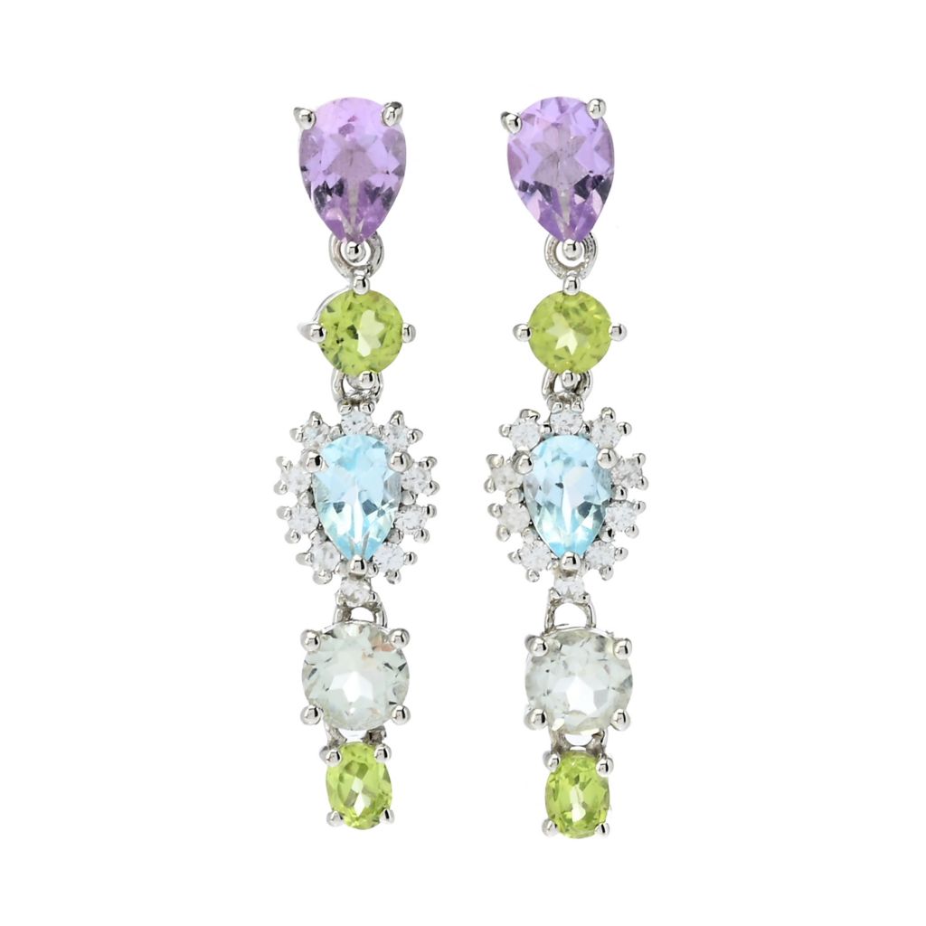 Claire Vessot Designs 4.51ctw Multi Gemstone Floral Inspired Drop Earrings by Steals