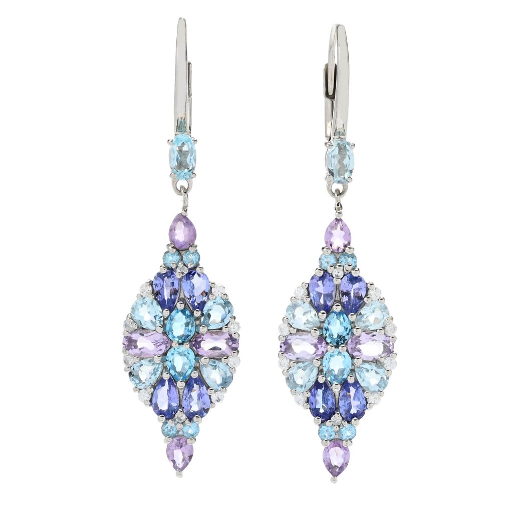 Claire Vessot Designs 5.06ctw Topaz, Amethyst, Tanzanite & Zircon Drop Earrings by Steals