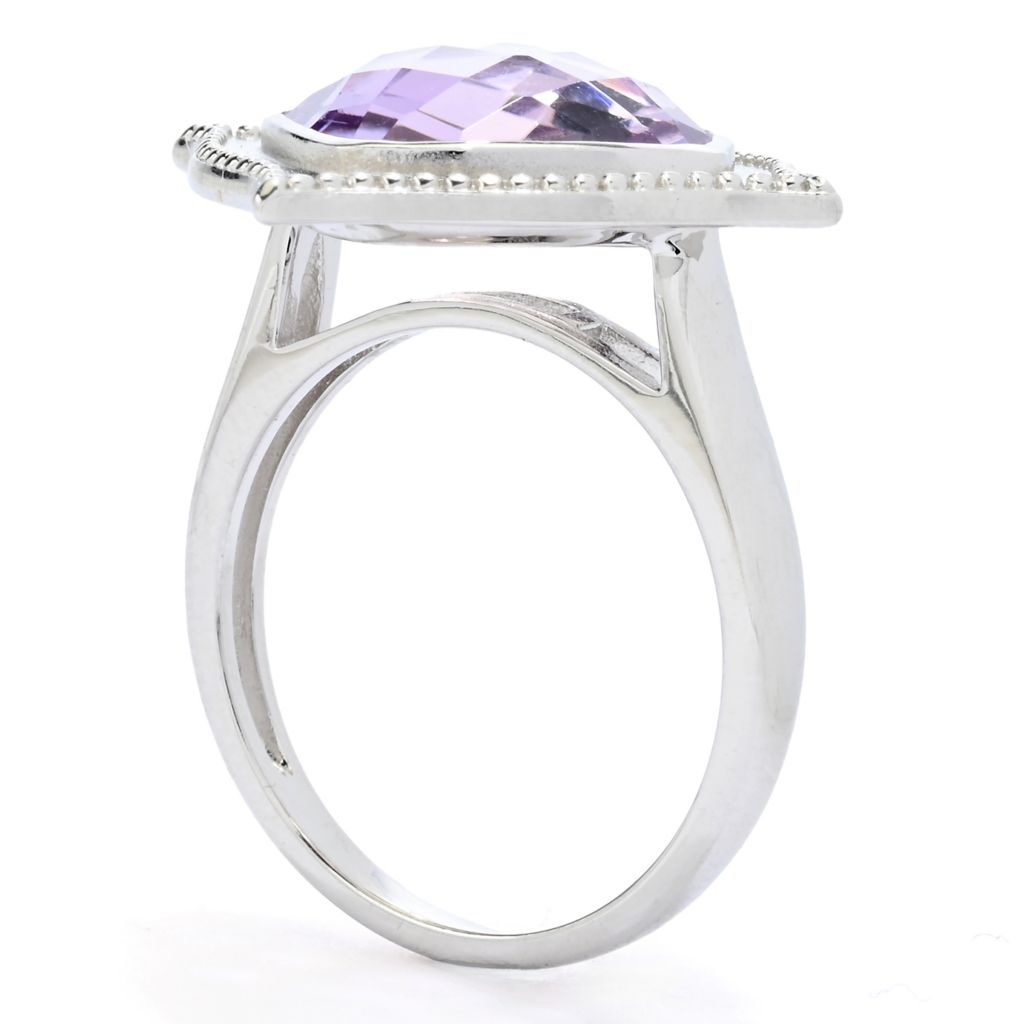 Claire Vessot Designs Choice of Gemstone 12mm Checkerboard Cut Satin Finish Ring by Steals