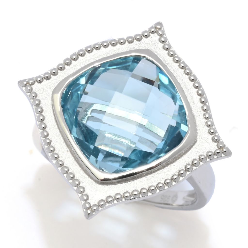 Claire Vessot Designs Choice of Gemstone 12mm Checkerboard Cut Satin Finish Ring by Steals