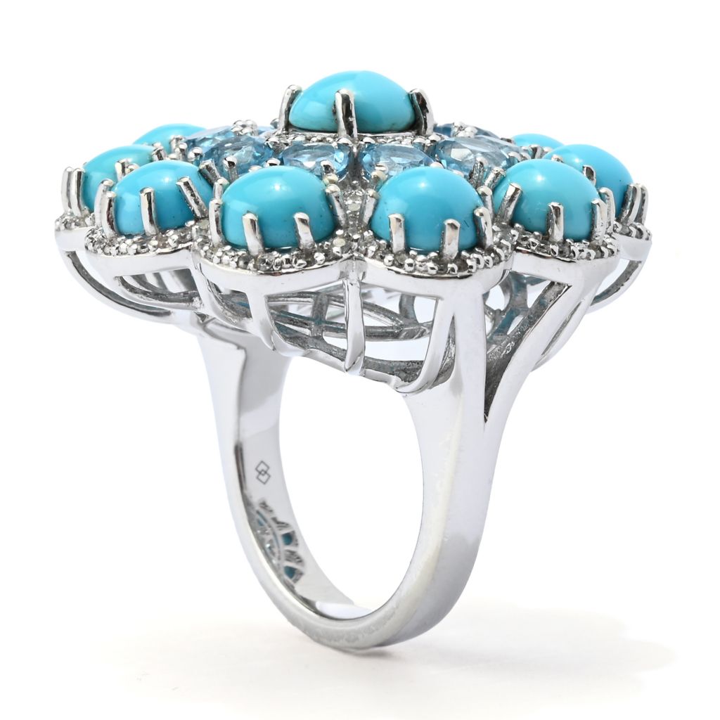 Gem Treasures "Desert Flower" Sleeping Beauty Turquoise & Swiss Blue Topaz Ring by Steals
