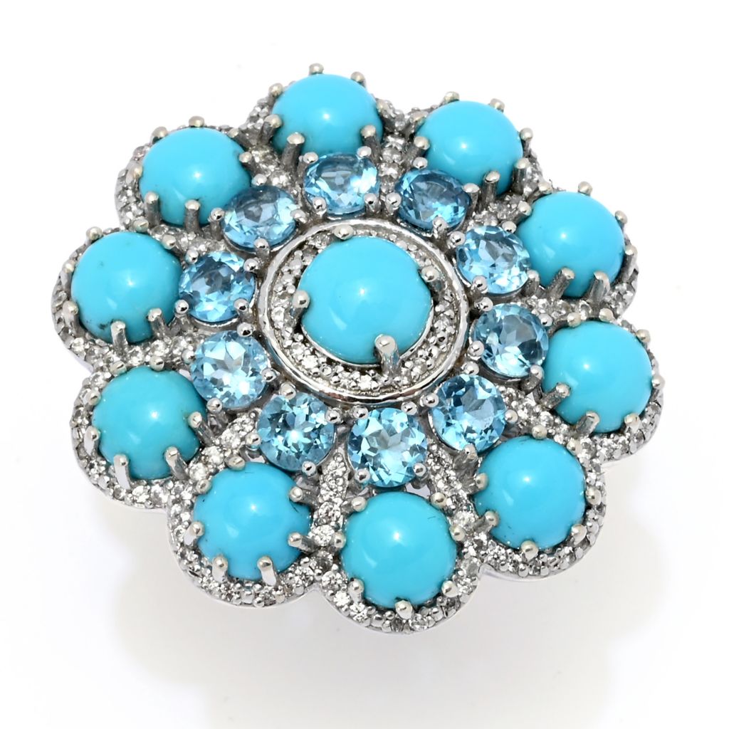 Gem Treasures "Desert Flower" Sleeping Beauty Turquoise & Swiss Blue Topaz Ring by Steals